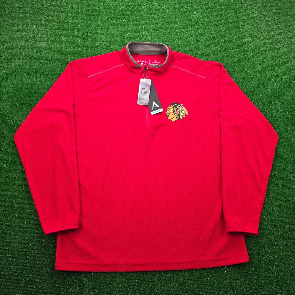 Chicago Blackhawks Sweatshirt Mens XL Quarter Zip Fleece Pullover NHL Hockey NWT